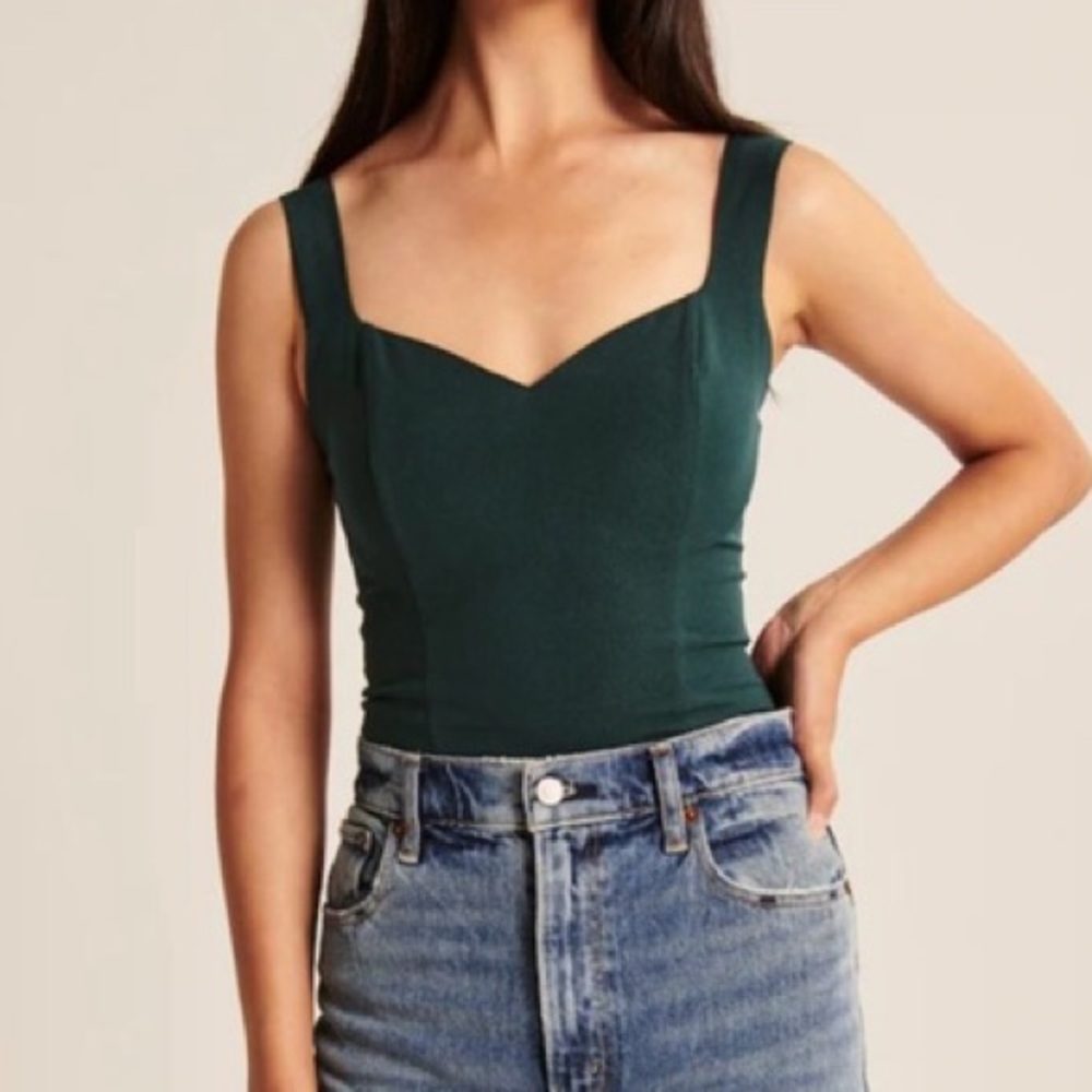 Abercrombie Green Corset Sweetheart Tank